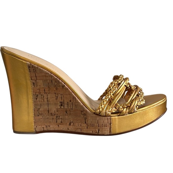 Anne Klein New York Cork and  Gold Braided Women's Sandals Sz 10 - Picture 6 of 11